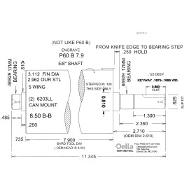 Byrd Shelix 8" Jointer Head for Powermatic P60 5/8" shaft 60A / 60B 8" Jointer with bearings 11.345 OAL J081131-3